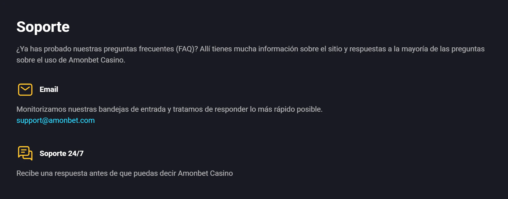 Atención al cliente de Amonbet